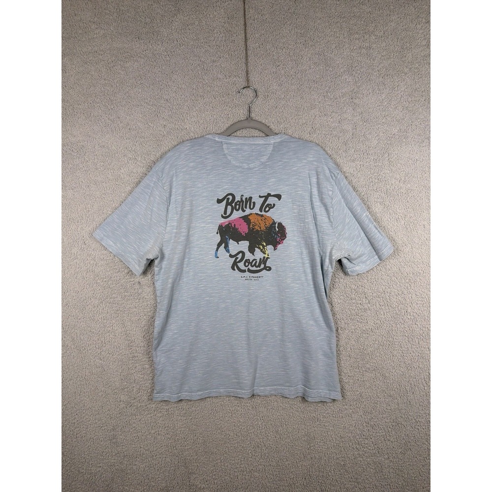 SPJ x Faherty Men's BORN TO ROAM TEE T-Shirt Size XL Blue